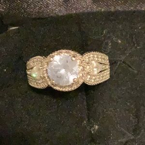 Diamonique Round with Princess Accent Ring,